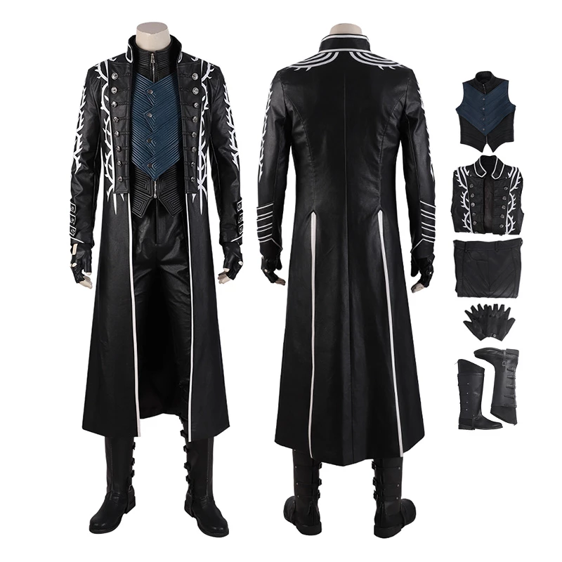 Vergil Costume Devil May Cry 5 Cosplay Costumes Windbreaker Full Set 3 Vergil Costume Devil May Cry 5 Cosplay Costumes Windbreaker Full Set