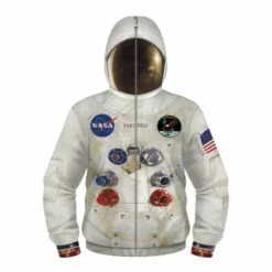 Kids Nasa Astronaut Zip Up Long Sleeve Hoodie