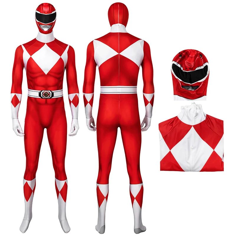 Adult Power Rangers Jumpsuit Mighty Morphin Power Rangers Cosplay Costume 4 Adult Power Rangers Jumpsuit Mighty Morphin Power Rangers Cosplay Costume - Image 2