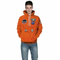 Orange Nasa Astronaut Suit 3D Print Long Sleeve Hoodie -DreamSuit Store QYXH 137 3 800x800 1