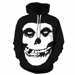 3D Print Skull Pattern Halloween Black Hoodie