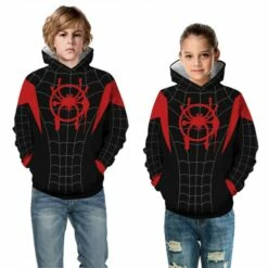Kids Spider-Man Into The Spider-Verse Pattern Miles Morales Long Sleeve Hoodie -DreamSuit Store TZ 129 5 800x800 1