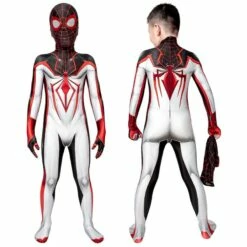 Kids Spider-Man TRACK Suit White Spiderman Miles Morales Cosplay Costume