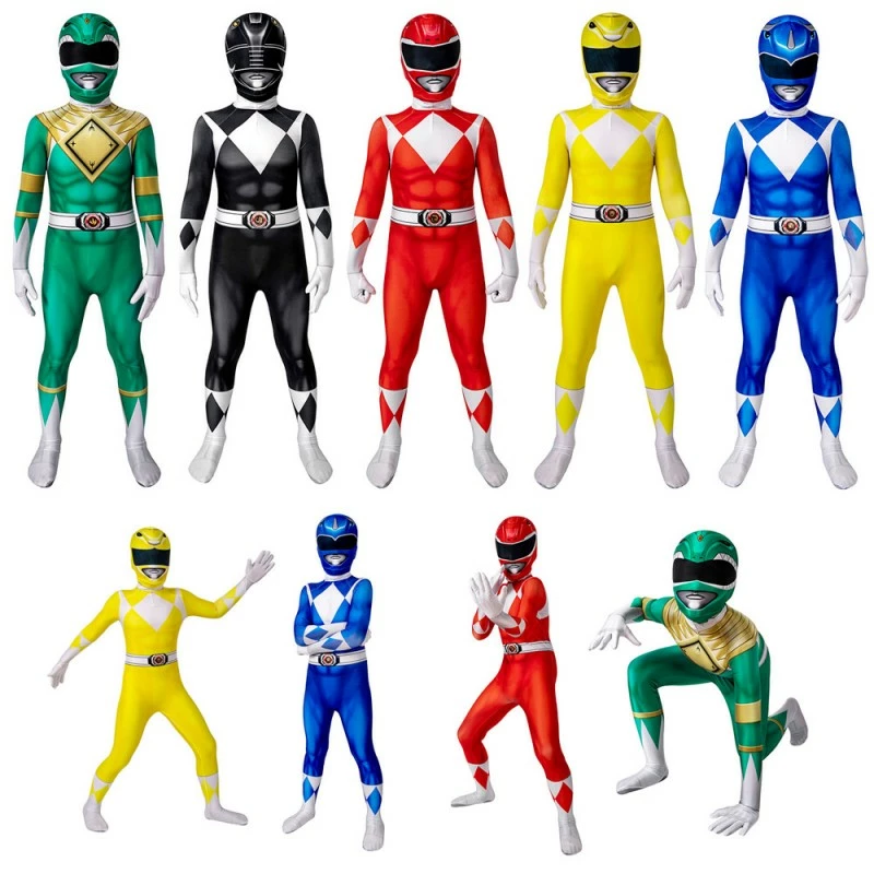Kids Power Ranger Costume Jumpsuit Power Rangers Cosplay Suit 3 Kids Power Ranger Costume Jumpsuit Power Rangers Cosplay Suit